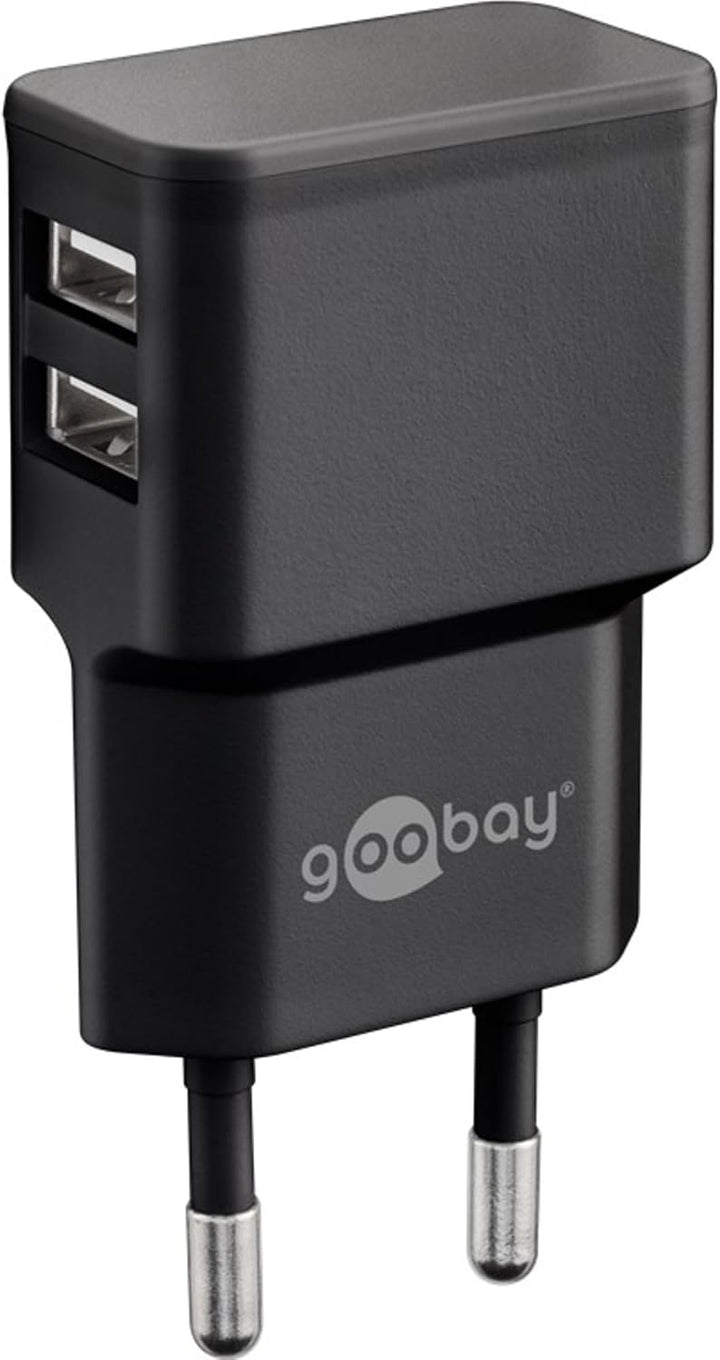 goobay 44995 USB Netzteil + Ladekabel Set / 2 Port Adapter für Steckdose 2,4 A (12W) USB-Netzteil mi