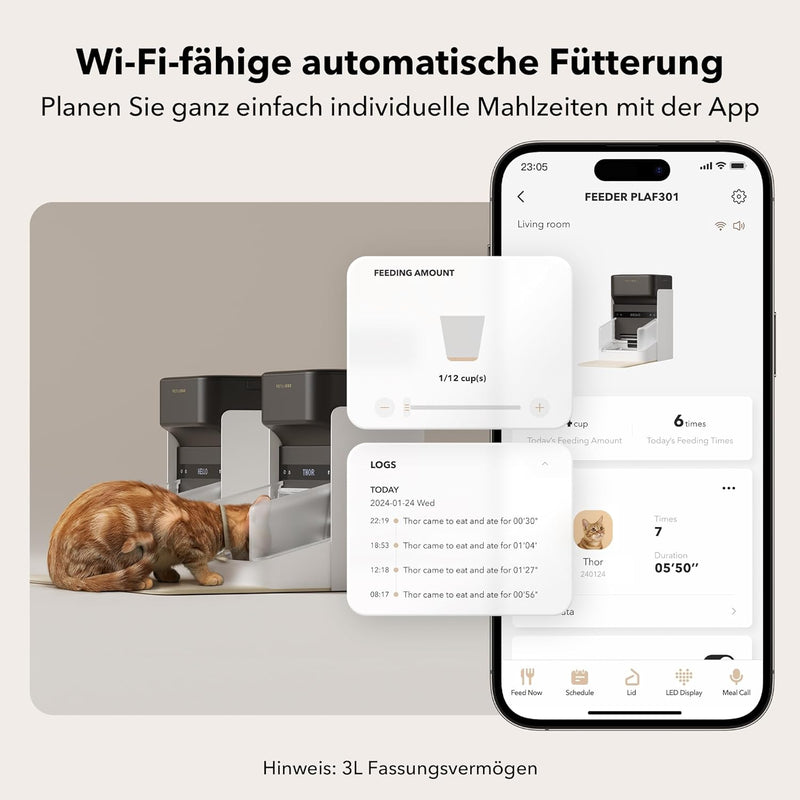 PETLIBRO RFID Futterautomat für Katze, 5G Wi-Fi Automatischer Haustier-Futterspender, Katzen-Futtera