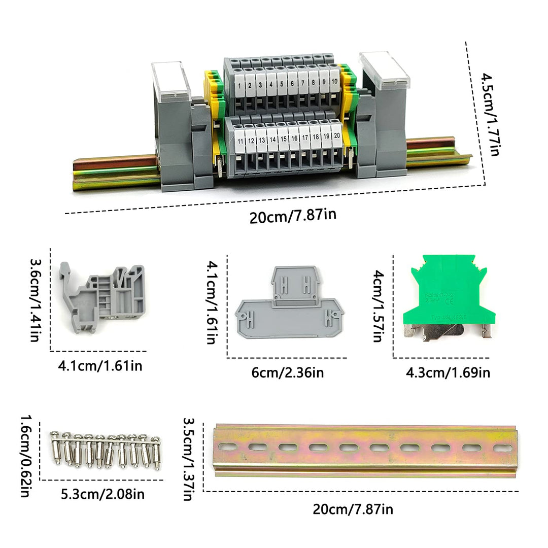JINXM Reihenklemme DIN-Schienenanschlussblock-Kit MBKKB2.5 Klemme für Hutschiene Reihenklemmen Hutsc