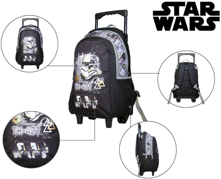 Bagtrotter Disney Star Wars Rucksack mit Rollen, Schwarz
