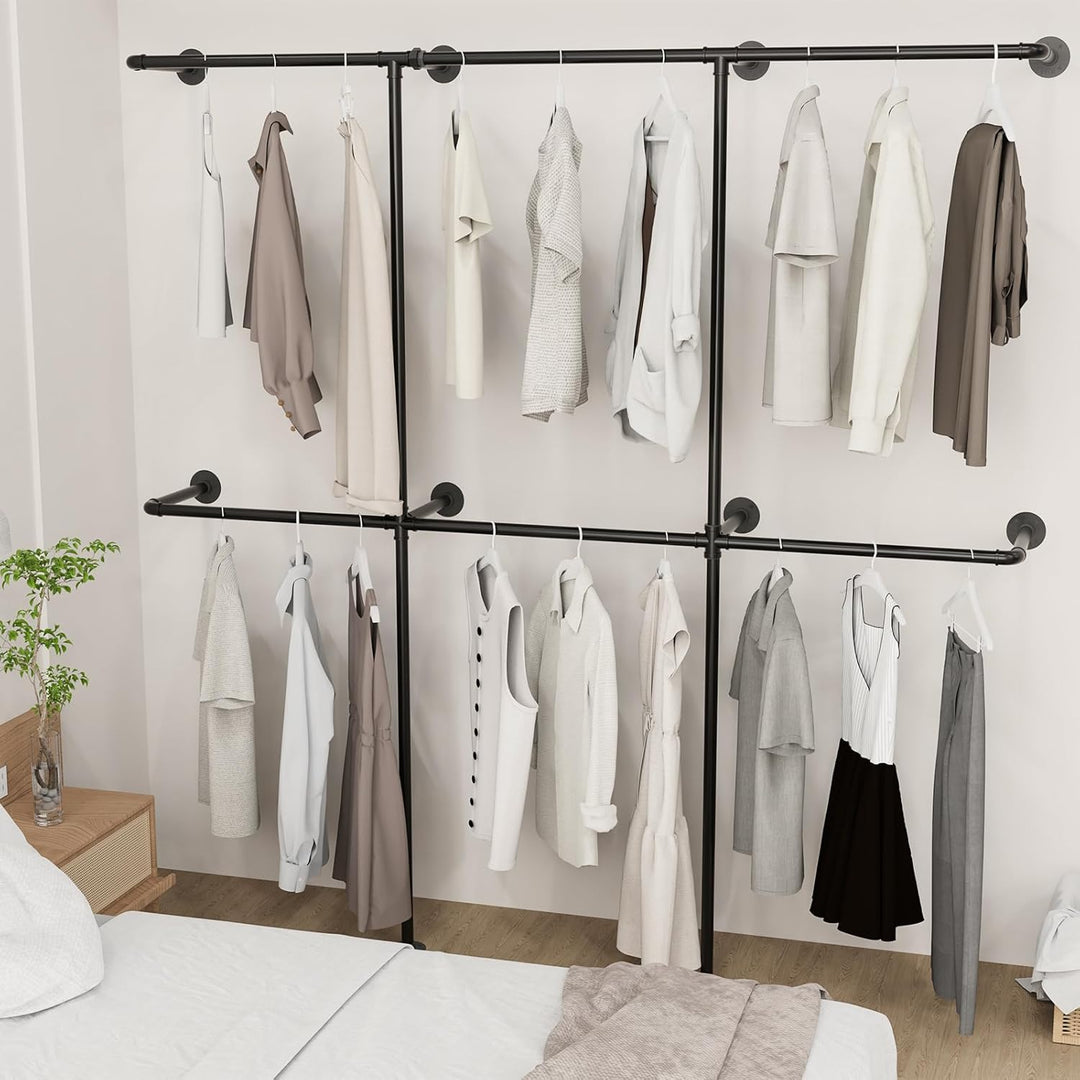 Kleiderstange Wandmontage 300 kg Traglast - Offener Kleiderschrank oder Kleiderständer industrial go