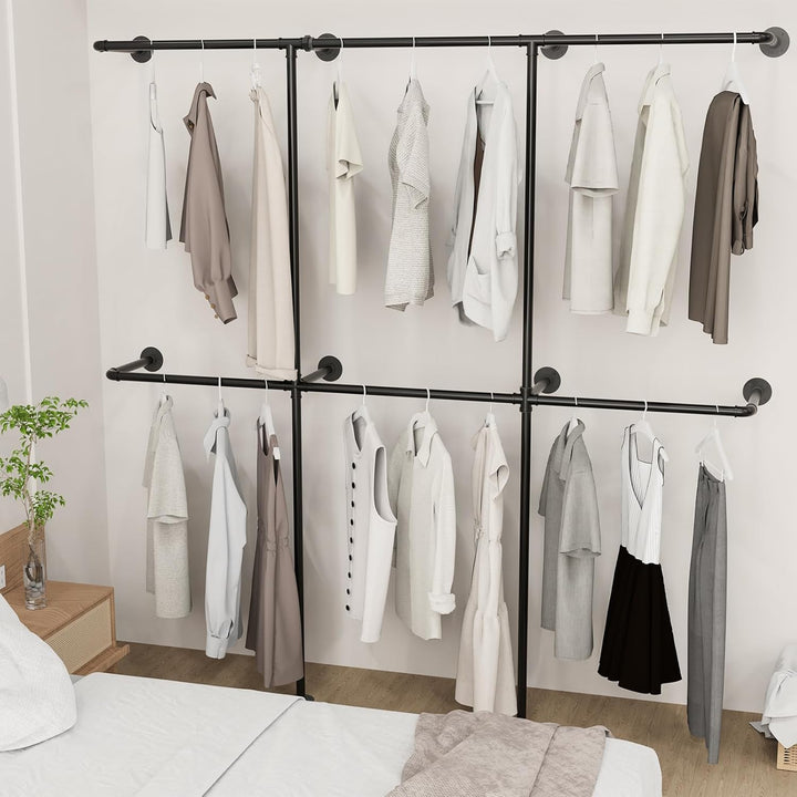 Kleiderstange Wandmontage 300 kg Traglast - Offener Kleiderschrank oder Kleiderständer industrial go