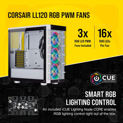 Corsair iCUE 465X RGB Mid-Tower ATX Smartes Gehäuse (Seiten und Frontscheibe aus gehärtetem Glas, 3