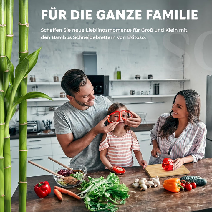 Exitoso® Schneidebretter 6er-Set aus Bambus - Frühstücksbrettchen Küchenbrett aus Holz - 22 x 14 cm