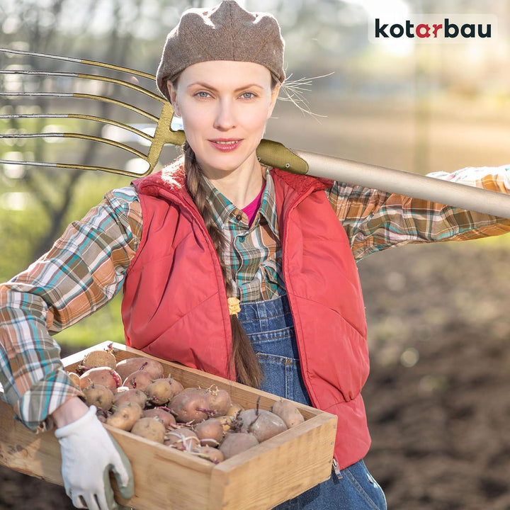 KOTARBAU® Forke 6 Zinken mit Stiel Heugabel Mistgabel Mistforke Gartengabel Gartenforke Dunggabel Sp