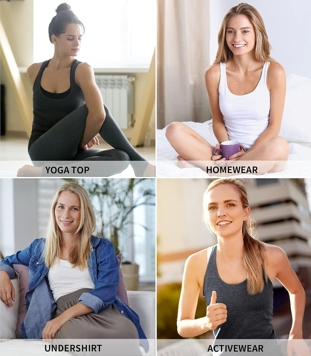 Charmo Unterhemd Damen BH-Hemd Basic Racerback Tank Tops mit Regal-BH Baumwoll Stretch eng Top Slim