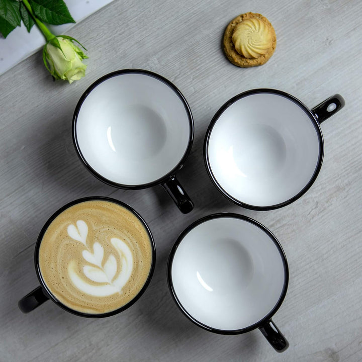 City to Cottage® - Keramik XXL Tasse 500 ml | Kaffeebecher | Schwarz und Weiss | Polka Dots | Handge