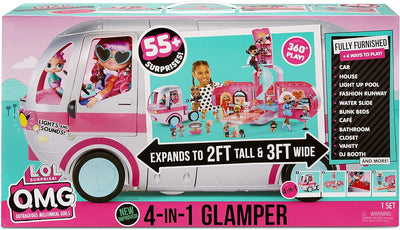 LOL Surprise OMG Glamper Fashion Camper mit 55+ Überraschungen - Möbliert mit beleuchtetem Pool, Rut