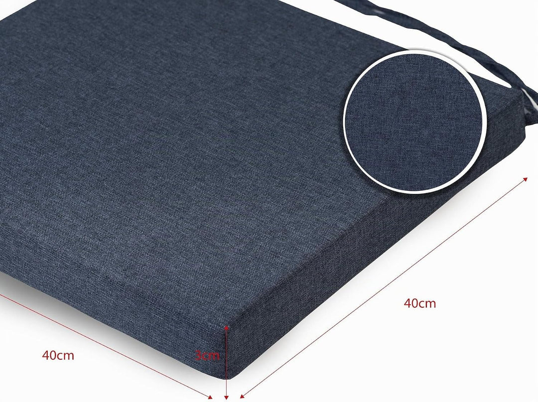 sunnypillow 4er Set Stuhlkissen mit Bindebänder - 40 x 40 x 3 cm - Sitzkissen Outdoor für Stühle/Bän