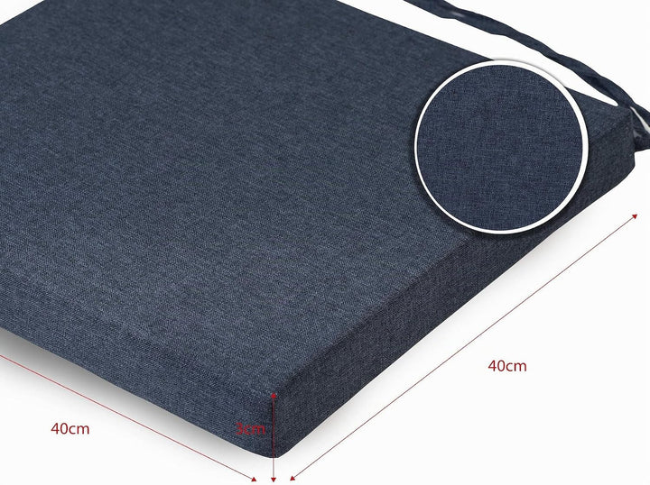 sunnypillow 4er Set Stuhlkissen mit Bindebänder - 40 x 40 x 3 cm - Sitzkissen Outdoor für Stühle/Bän