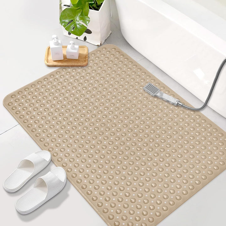 Gross Duschmatte rutschfest 80x120cm: Weich TPE Duscheinlage mit Ablauflöchern und Saugnäpfen - Anti