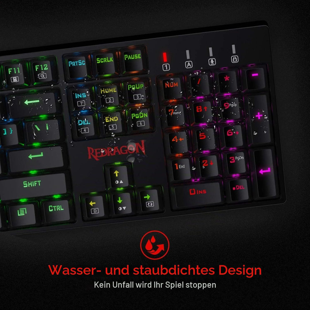 Redragon K582-US SURARA RGB LED-Hintergrundbeleuchtete QWERTY Mechanische Gaming-Tastatur mit 104 Ta