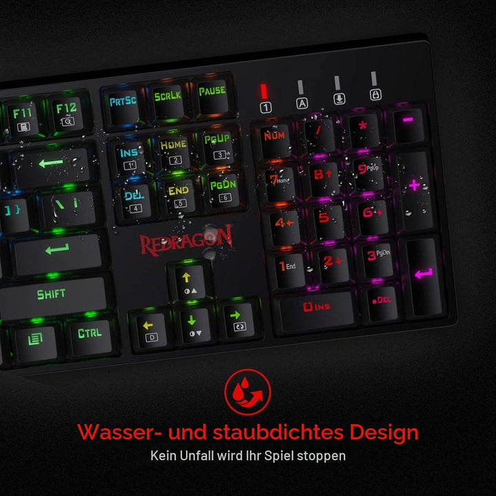 Redragon K582-US SURARA RGB LED-Hintergrundbeleuchtete QWERTY Mechanische Gaming-Tastatur mit 104 Ta