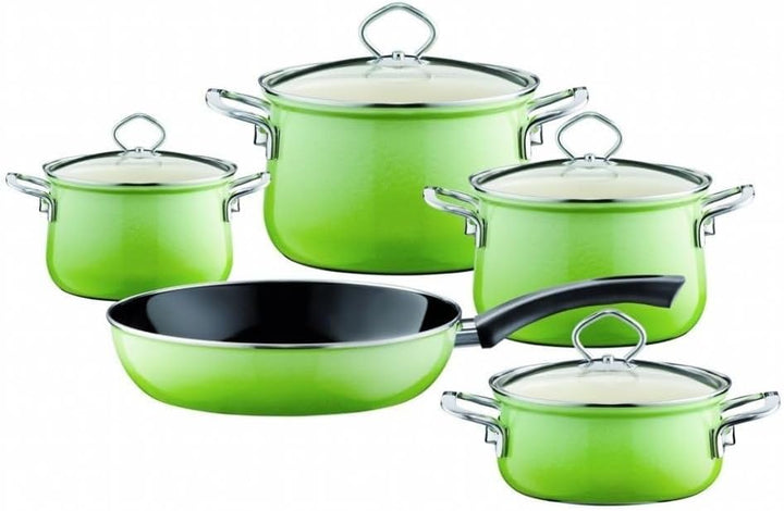 Riess, 0558-036 Geschirr-Set 5-teilig, NOUVELLE, SMARAGD, bestehend aus: Fleischtopf mit Glasdeckel