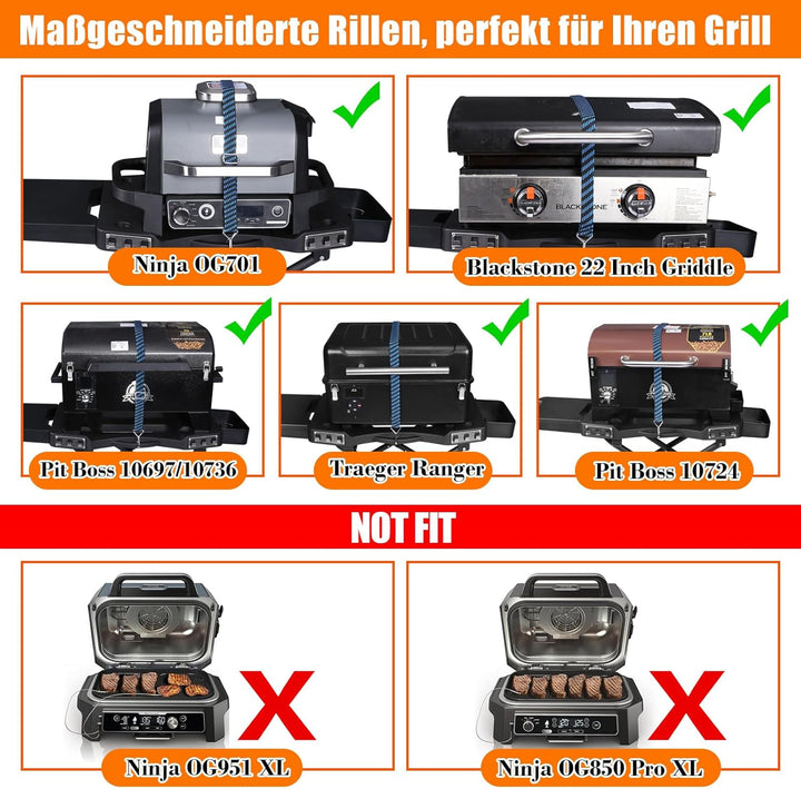 Denmay Tragbarer Grillwagen für Ninja Woodfire OG700 Serie, faltbarer Outdoor Grillständer für Ninja