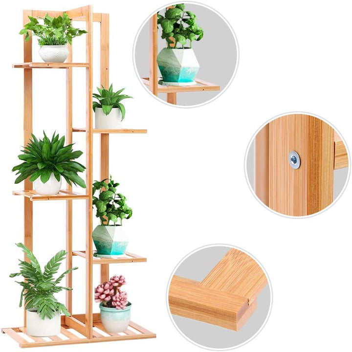 Cocoarm Blumenständer Holz für Innen Pflanzentreppe Outdoor Blumen Regale, Blumenständer mit Balkong
