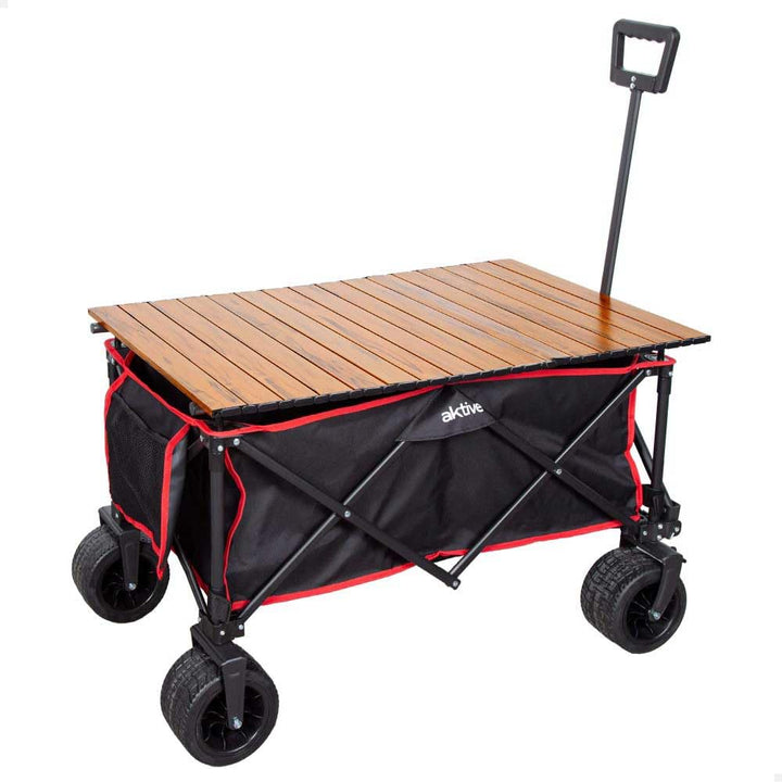 AKTIVE Strandtischwagen, Zum Transportieren von Strand-, Garten- oder Campingzubehör, Schwarz, 100 k