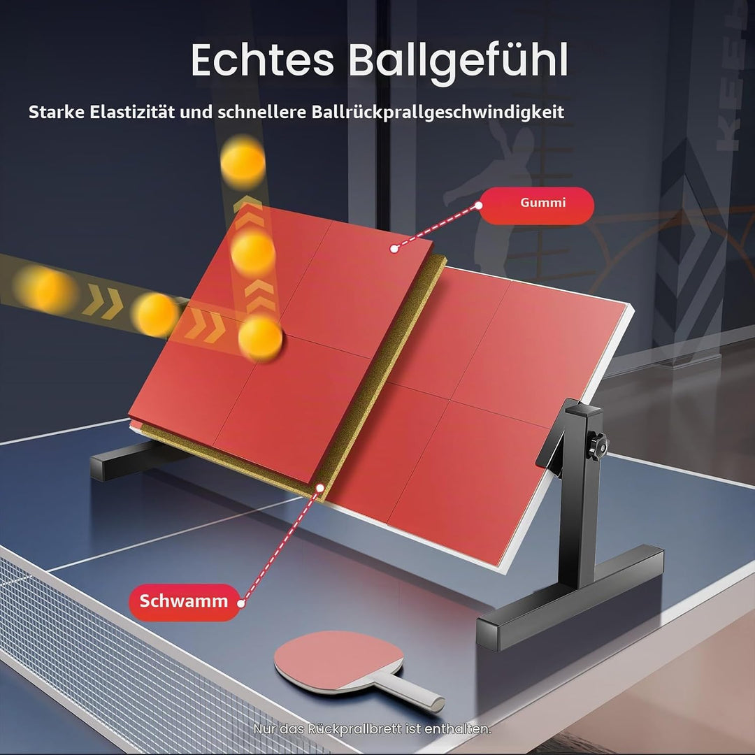 Ping Pong Rebounder Tischtennis Rebound Board Tischtennis-Rückprallbrett mit 8-roten Gummis, Selbstt