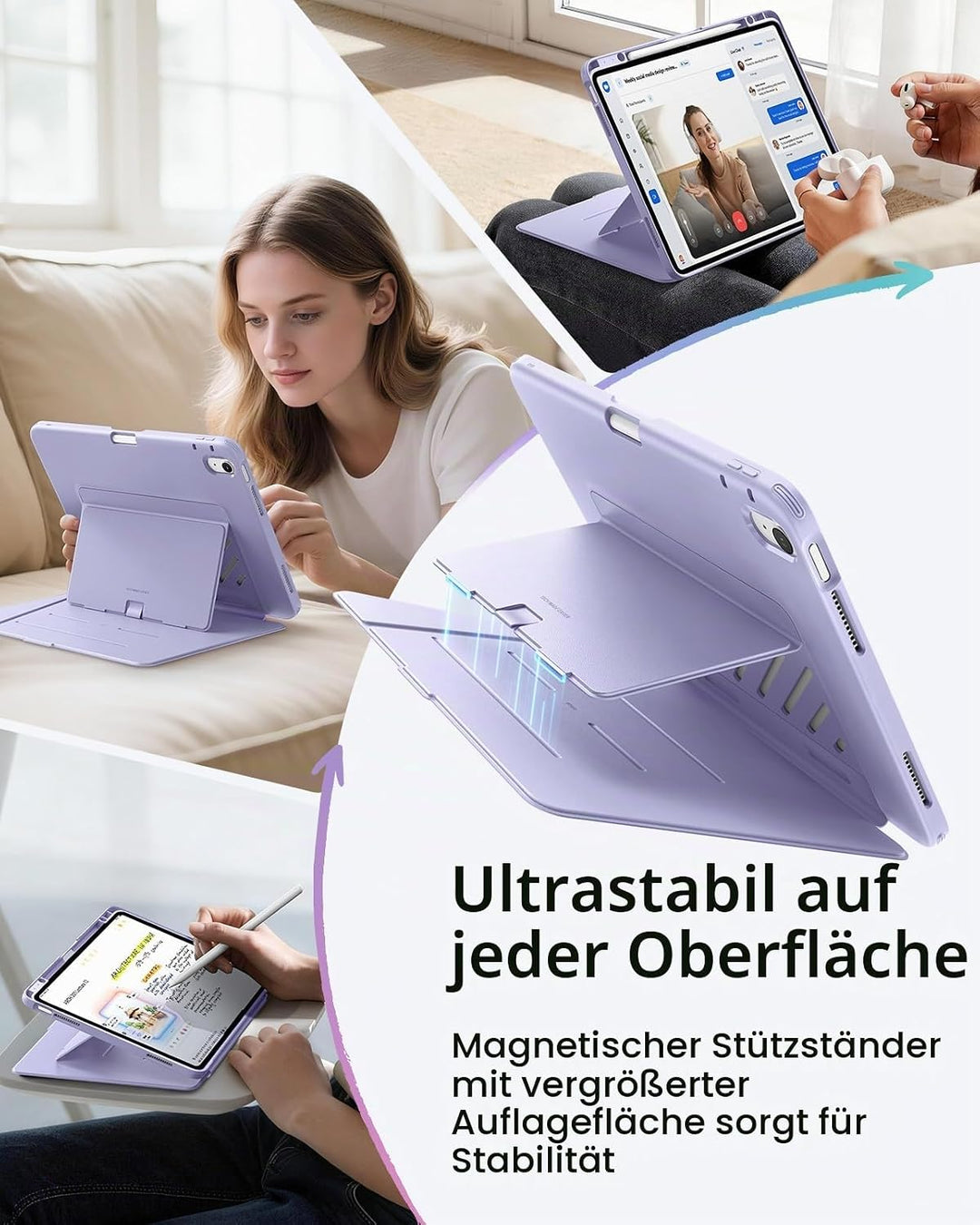ESR Hülle für iPad Air 13 Zoll (2026/2025/2024) M4/M3/M2, Vertikale Stand, Mehrere Standwinkel, Ultr