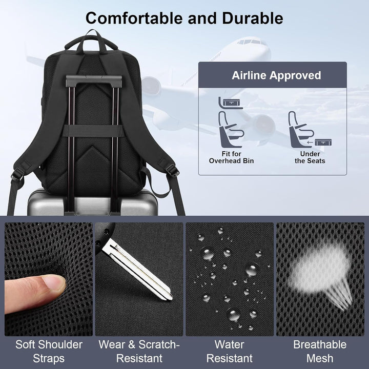 HOMIEE Laptop Rucksack Herren 17 zoll Laptoptasche Schwarz Tagesrucksack Arbeitsrucksack Business Ar
