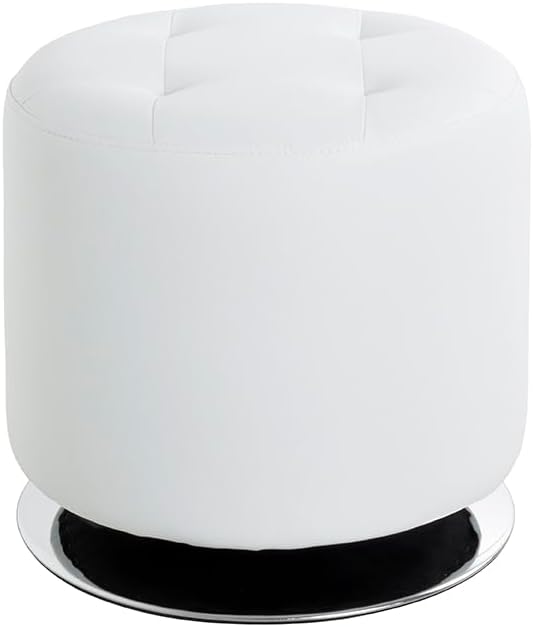 HAKU Möbel Hocker, Kunstleder, chrom-weiss, Ø 40 x H 40 cm Chrom-weiss H: 40 x Ø 40, Chrom-weiss H:
