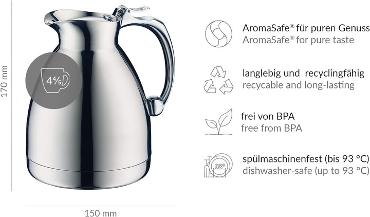 Alfi 0557000060 Isolierkanne Hotello Edelstahl poliert 0,6 l Edelstahl Poliert 0,6 Liter Single, Ede