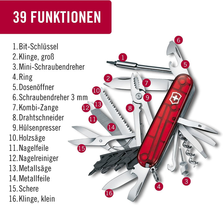Victorinox Taschenmesser Cyber Tool L (39 Funktionen, Metallfeile, Bit-Schlüssel, Kugelschreiber, Za