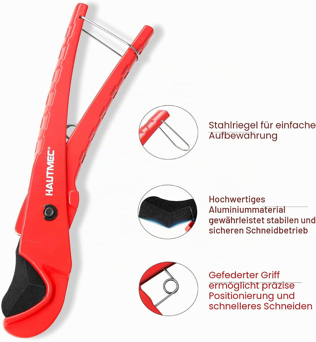 HAUTMEC PEX-Rohr- und Schlauchschneider zum Schneiden von 36 mm PVC-, CPVC-, PPR-, PEX-, Gummischläu