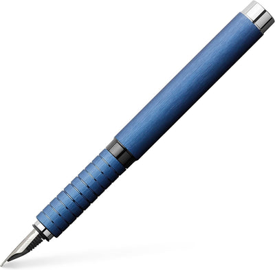 Faber-Castell 148441 - Füller Essentio, Feder F, Aluminium Blau blau Füller Feder F, blau Füller Fed