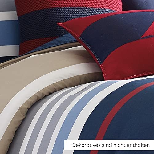 Nautica Home Bradford Bettwäsche Set Baumwolle Satin 100% Bettbezug mit Reissverschluss 155X220+80X8