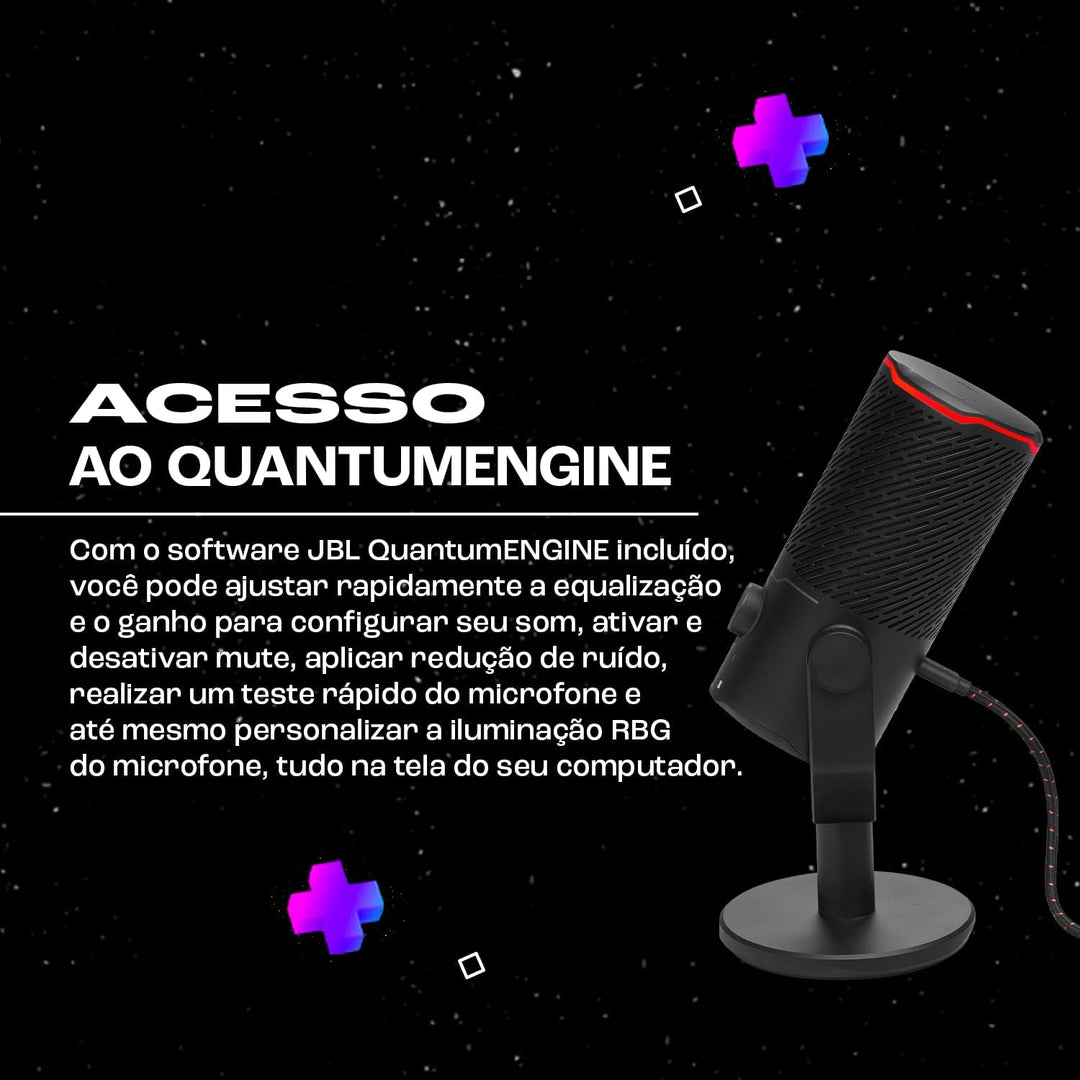 JBL Quantum Stream Studio – USB-Mikrofon mit dreifachem Kondensator und vier Aufnahmemustern für Str