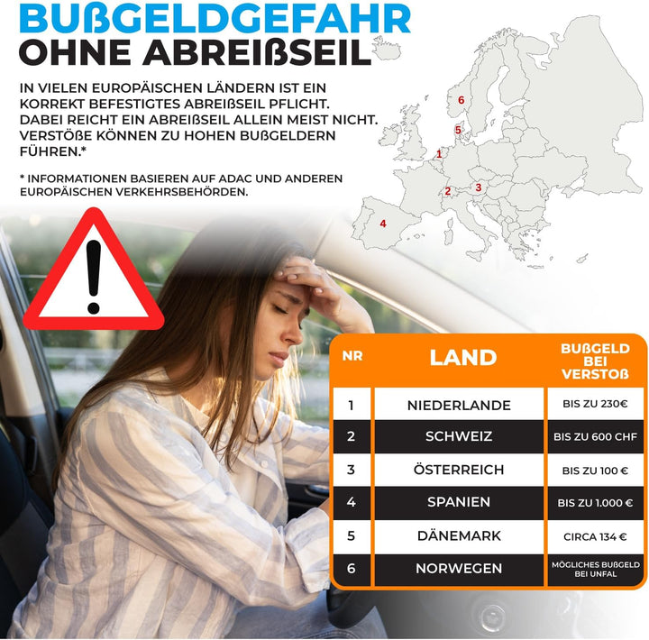 Abreissseil inkl. Hollandöse. Komplettset für Anhänger, Wohnwagen & Trailer. Einfache Montage, unive
