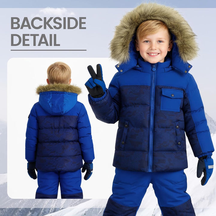 Baby Mädchen Jungen Daunenjacke Schneeanzug mit Künstliches Fell Kaputze Bekleidungsset Kleinkind Ve