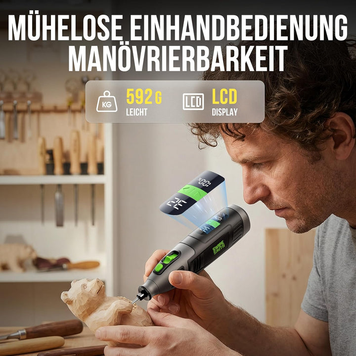 Multifunktionswerkzeug Akku, 12V 2.5Ah Multitool mit LCD Display, 8000-32000 U/min Rotationswerkzeug