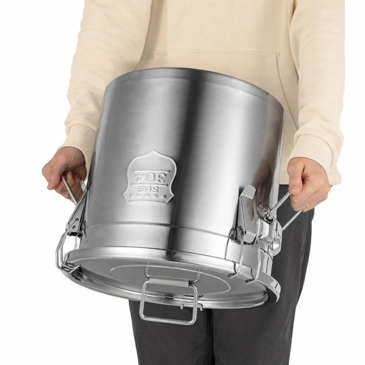 Xigner Luftdichter Edelstahl Eimer mit Deckel - 6L/12L/21L/33L Getreidebehälter Mehlbehälter zur Leb