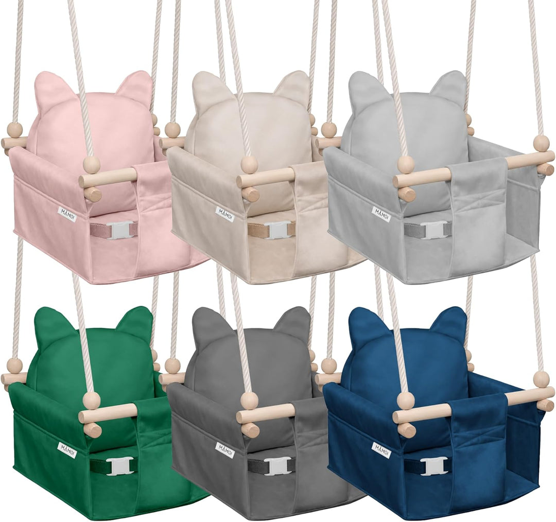 MAMOI Kinderschaukel mit Sicherheitsgurt, höhenverstellbar 150–190 cm, Schaukel für den Innenbereich