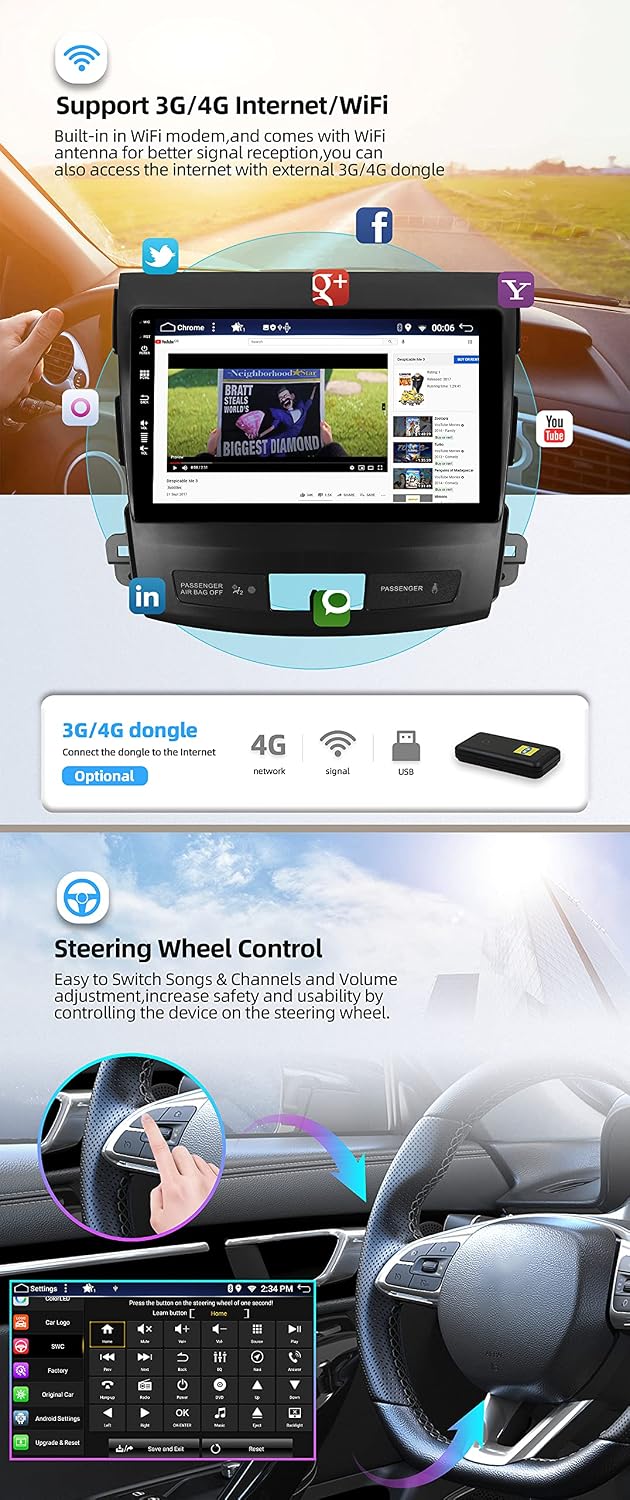 JOYX Android 12 Autoradio Passt für Mitsubishi Outlander (2008-2015) - [4G+64G] - Eingebaut DSP/Carp