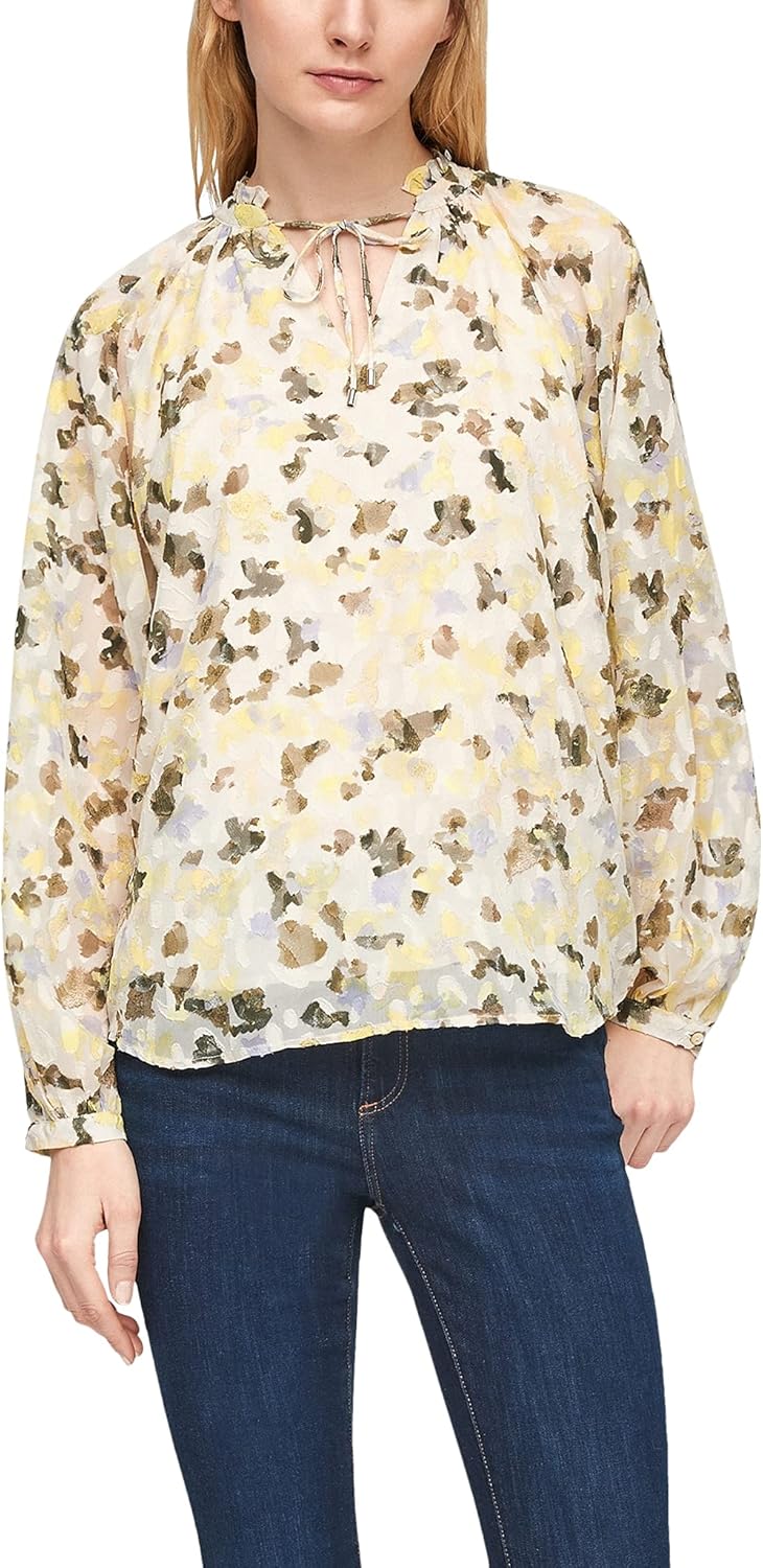 s.Oliver Damen Bluse 36 Off-white All Over, 36 Off-white All Over