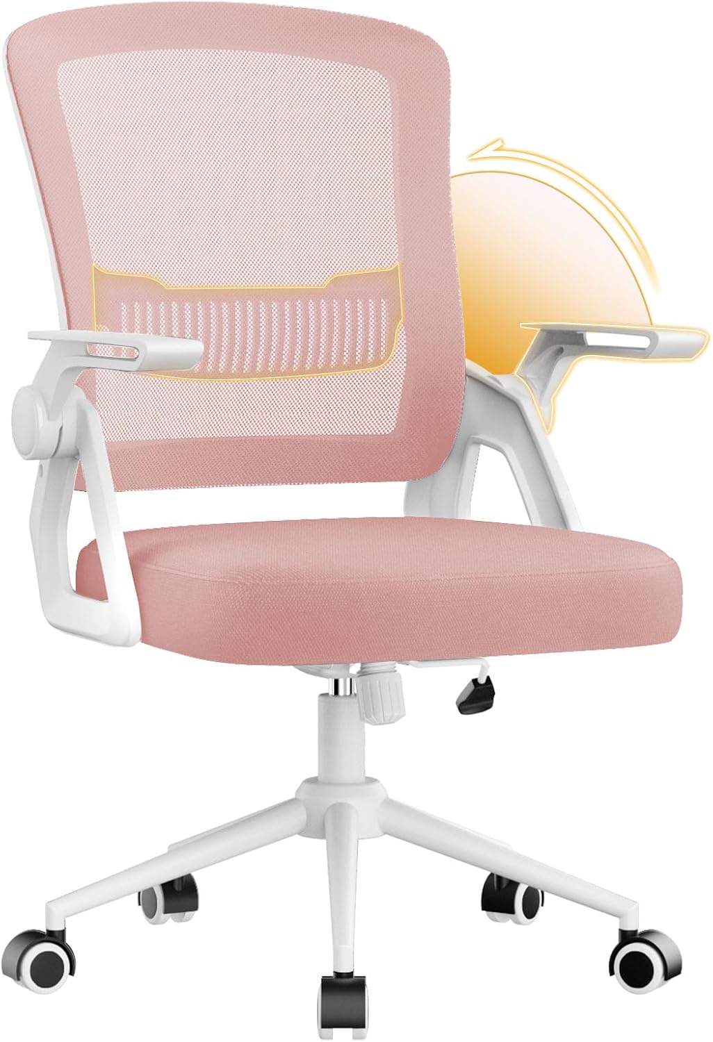 naspaluro Bürostuhl mit Hochklappbare Armlehnen, Schreibtischstuhl Ergonomisch, Drehstuhl mit Netzbe