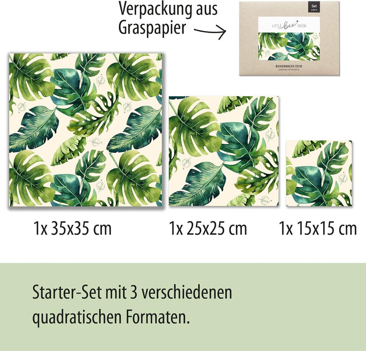 little bee fresh Bio-Bienenwachstücher Starter-Set aus Deutschland - Wachspapier für Lebensmittel -