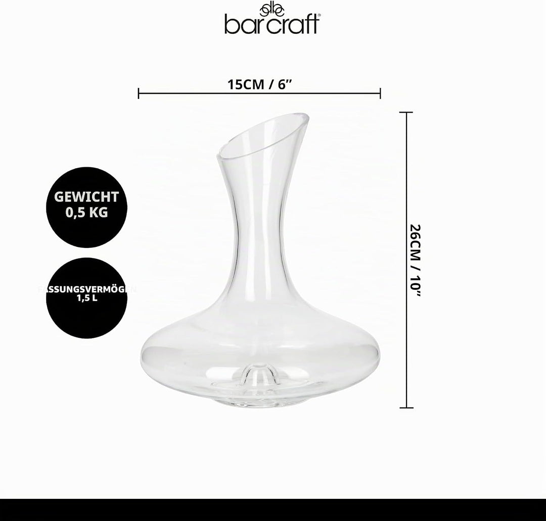 BarCraft Luxus Wein Dekanter Set in Geschenkbox, Glas, Transparent, 1,5 Liter Elegante, Elegante