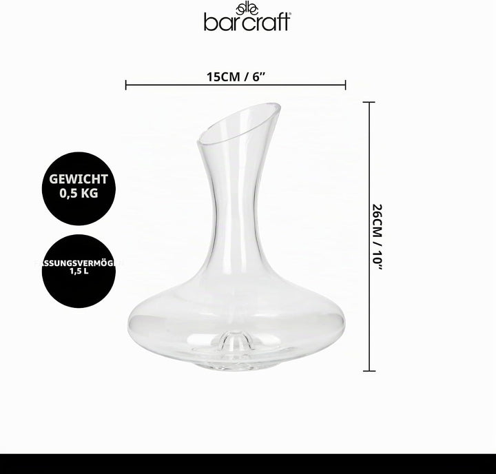 BarCraft Luxus Wein Dekanter Set in Geschenkbox, Glas, Transparent, 1,5 Liter Elegante, Elegante