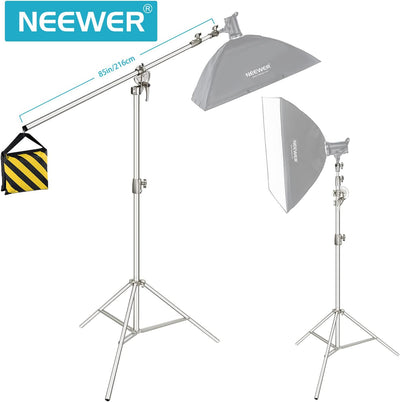 Neewer Fotostudio 2-in-1 Lichtstativ 123-385cm Höhenverstellbar mit 216cm Auslegerarm und Sandsack z