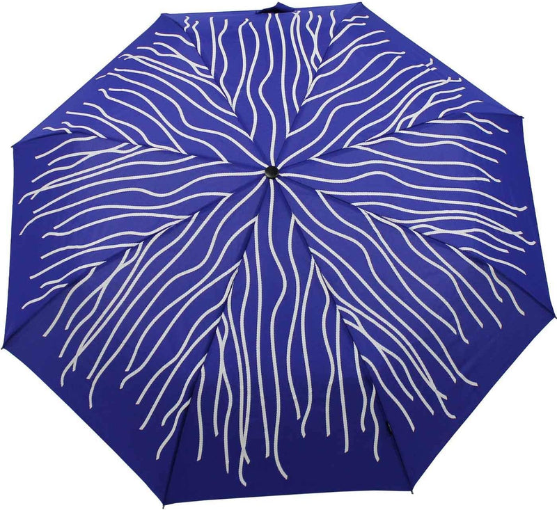 Knirps Regenschirm Damen Taschenschirm Large Duomatic Blau Wet Print, Blau Wet Print