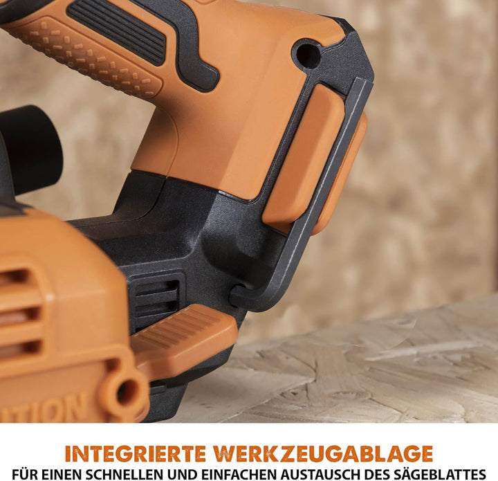 Evolution Power Tools R165CCS Li Akku-Kreissäge mit Mehrzweck-Schneide – 165 mm TCT-Sägeblatt im Lie