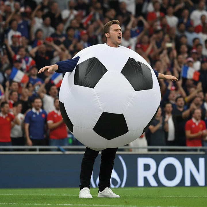 Aufblasbares Kostüm Fussball Soccer | Ausgefallenes Auflbaskostüm | Premium Qualität | Grösse Erwach