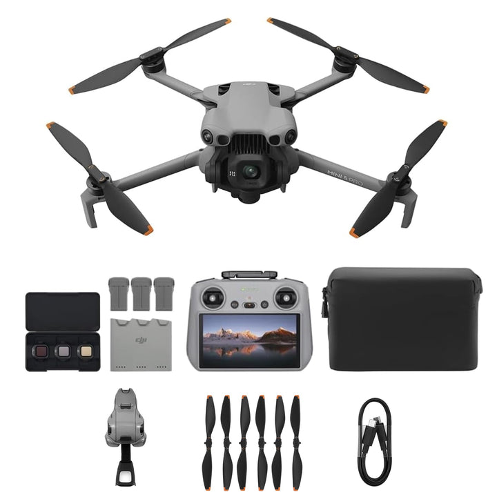 DJI Mini 4 Pro Fly More Combo Bundle, faltbare mini-Drohne mit 4K HDR-Videokamera, 34 Minuten Flugze