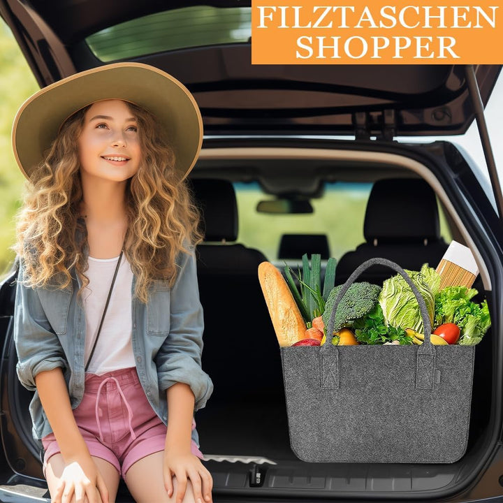 Lighterday 2 Stück 30L Filztasche Gross Einkaufstasche Faltbar,Tote Bag Filztaschen Shopper,Filzkorb