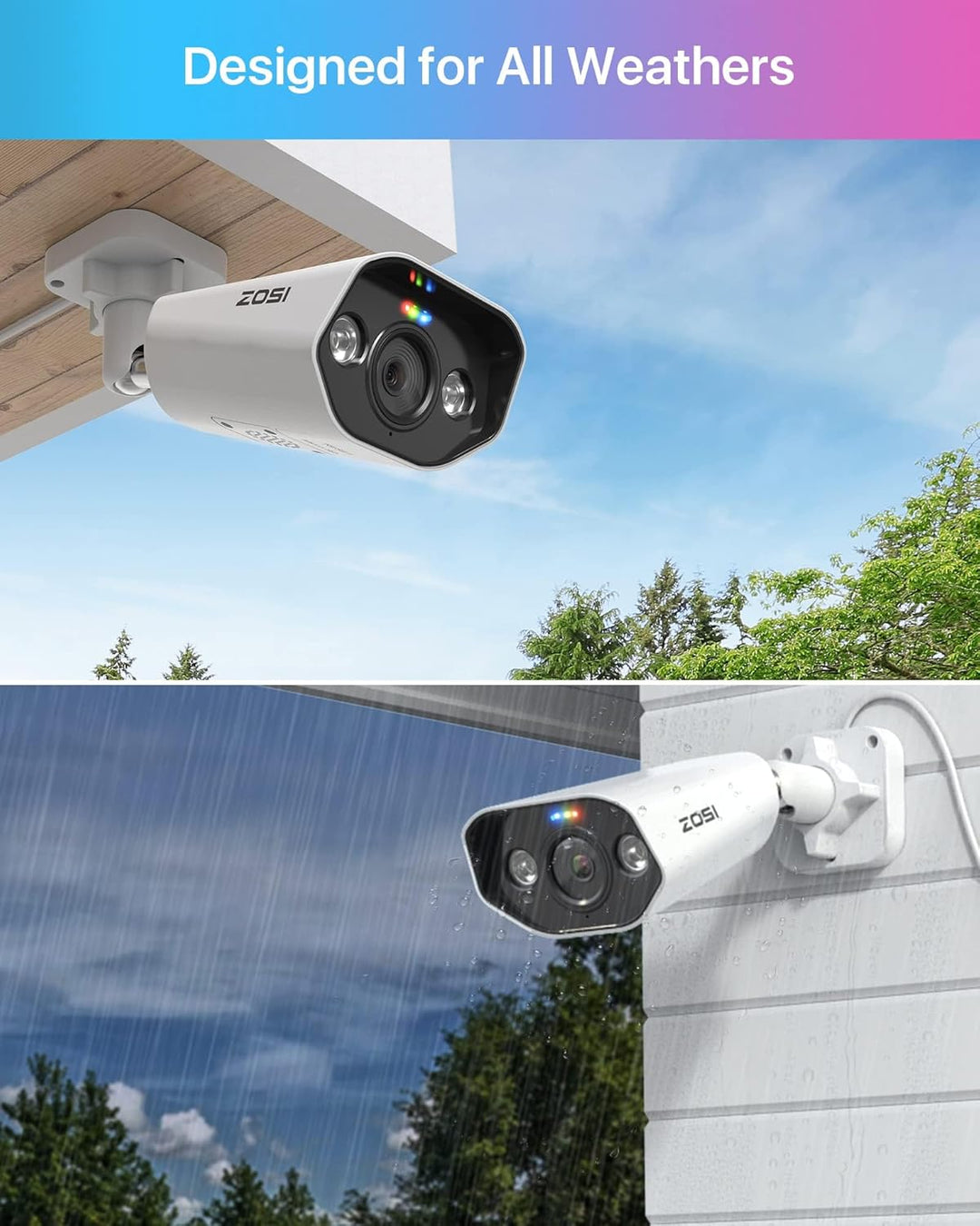 ZOSI 5MP Add-on PoE Überwachungskamera Aussen, Personen-/Fahrzeugerkennung, 2-Wege-Audio, Farbnachts
