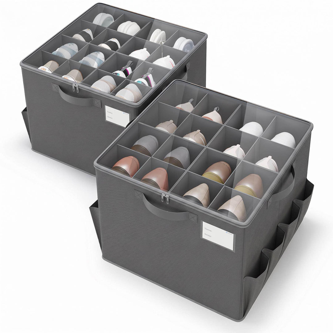Varhomax Schuhorganizer-Box 2er-Set für Schrank | Stoff-Aufbewahrungsbox mit verstellbaren Trennwänd